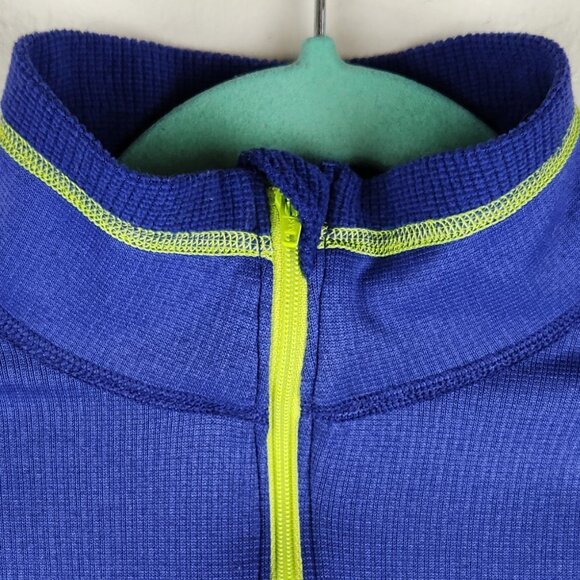 Marmot Blue Lightweight Waffle Knit 1/4 Zip Sweater sz XS *flawed* - Picture 5 of 11